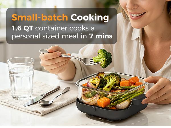 4-in-1 Portable Glass Air Fryer - 1500W, 4.2QT & 1.6QT Dual Glass Containers with Lids, Non-Toxic, 400°F Precise Heat, Max Crisp | Bake | Air Fry | Recrisp, Microwave, Freezer & Dishwasher Safe 4-in-1 Portable Glass Air Fryer - 1500W, 4.2QT & 1.6QT Dual Glass Containers with Lids, Non-Toxic, 400°F Precise Heat, Max Crisp | Bake | Air Fry | Recrisp, Microwave, Freezer & Dishwasher Safe