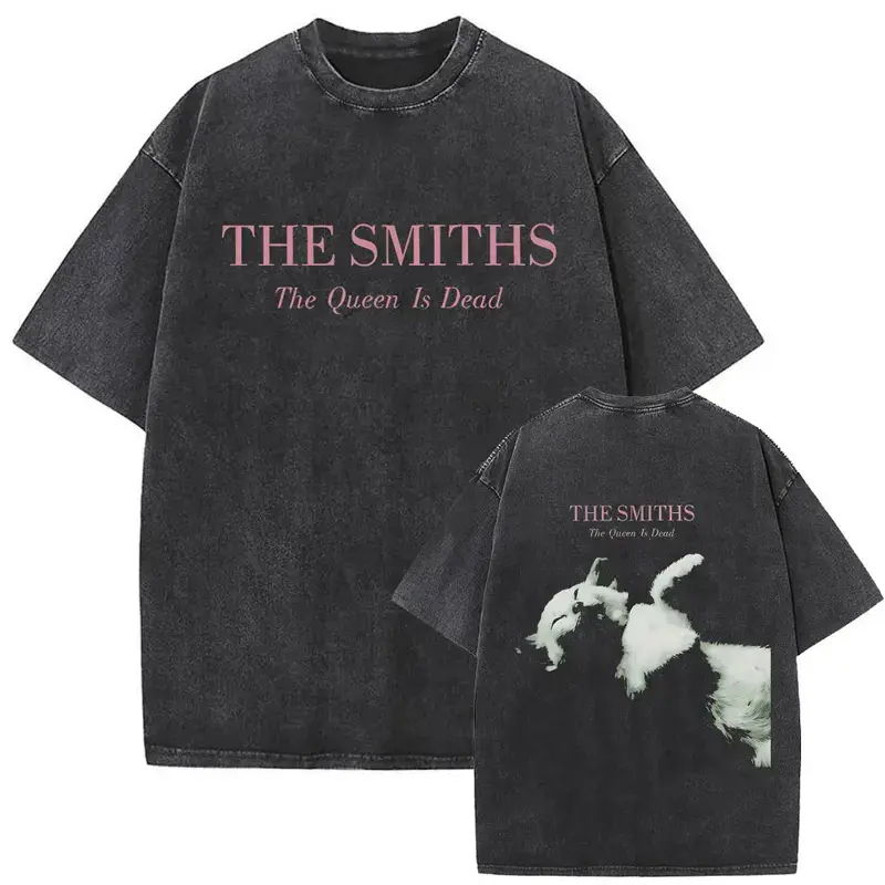 Unisex 1980's British Rock Band The Smiths The Queen Is Dead Graphic T-shirt, Comfy Shortsleeve Round Neck Breathable Retro Washed Alternative Indie Morrissey Funny Cat Mens Top, Casual, Oversized