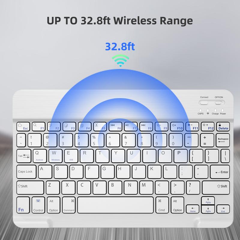 10 inch Wireless Keyboard Devices with Bluetooth, Slim Wireless Portable Travel Office Computer Accessories, for ipad, Android,Tablets, etc Rechargeable 10 inch Wireless Keyboard Devices with Bluetooth, Slim Wireless Portable Travel Office Computer Accessories, for ipad, Android,Tablets, etc Rechargeable