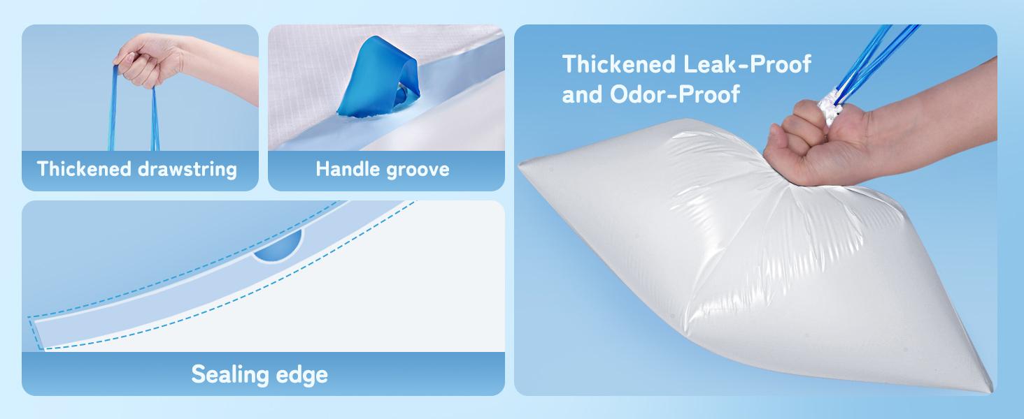 60 Pack Cat Litter Liner, Waste Cat Litter Bags for Thereye SC06 Automatic Litter Box, Drawstring Heavy-Duty Liners, Leak-Resistant, Large 26" × 11.8"