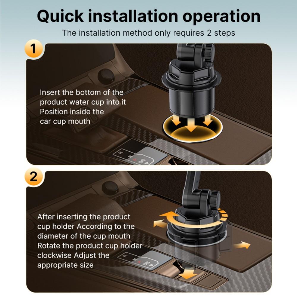 4 in 1 Car Cup Holder Expander Tray with Phone Holder, 360° Rotating Large Car Food Tray, Car Console Organizer for Drink Snack Phone, Universal for Car SUV Truck Van Pickup