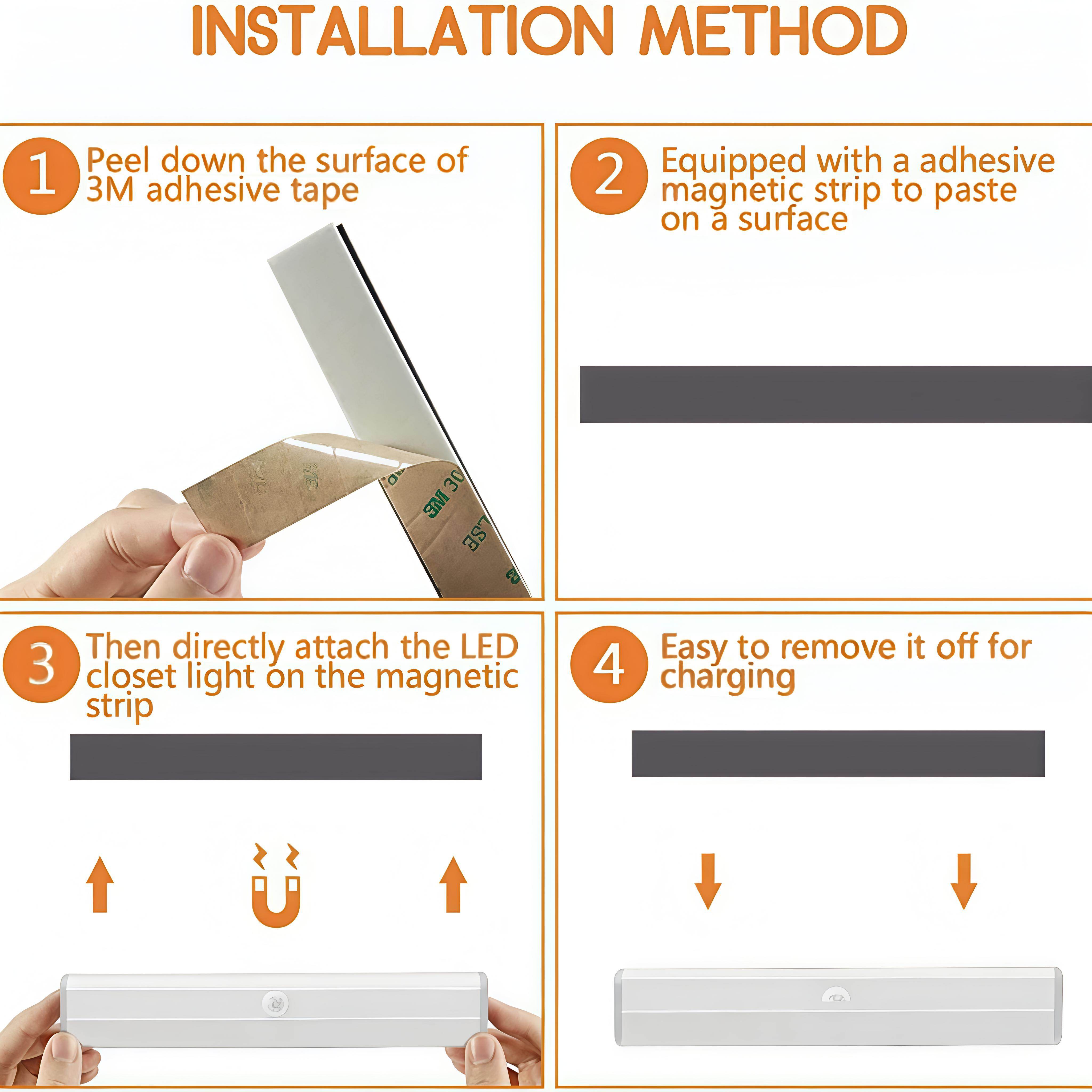 6-Piece Magnetic LED Motion Sensor Light Strip Set USBRechargeable Adjustable for Kitchen Closet StaircaseIndoor Lighting as Valentines Day Gift