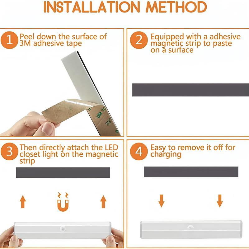 6 USB rechargeable LED cabinet lights, magnetic wireless night lights with motion sensor function, warm light, suitable for corridors, stairs, bedside, wardrobes, decorative wall lights