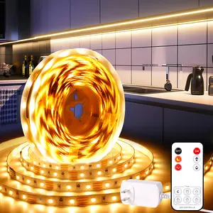 10 PCS Under Cabinet Lights Kit, Stick on Lights, Flexible Led Strip Lights with Remote and Power Adapter, for Kitchen Cabinets Shelf Desk Counter Corner, 2700K Warm White, 16.4ft