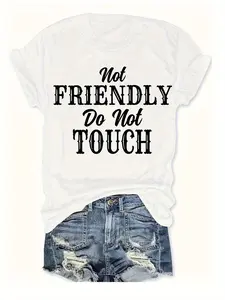 Fashionable Round-Neck T-Shirt with Printed Patterns, Labeled As Women'S Clothing