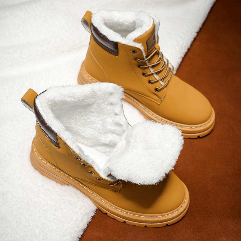 CORASUN 2025 US multi warehouse shipment for autumn and winter men's mid top sports and leisure shoes with fleece snow boots, anti slip work boots, leather covered outdoor boots, fashionable motorcycle boots