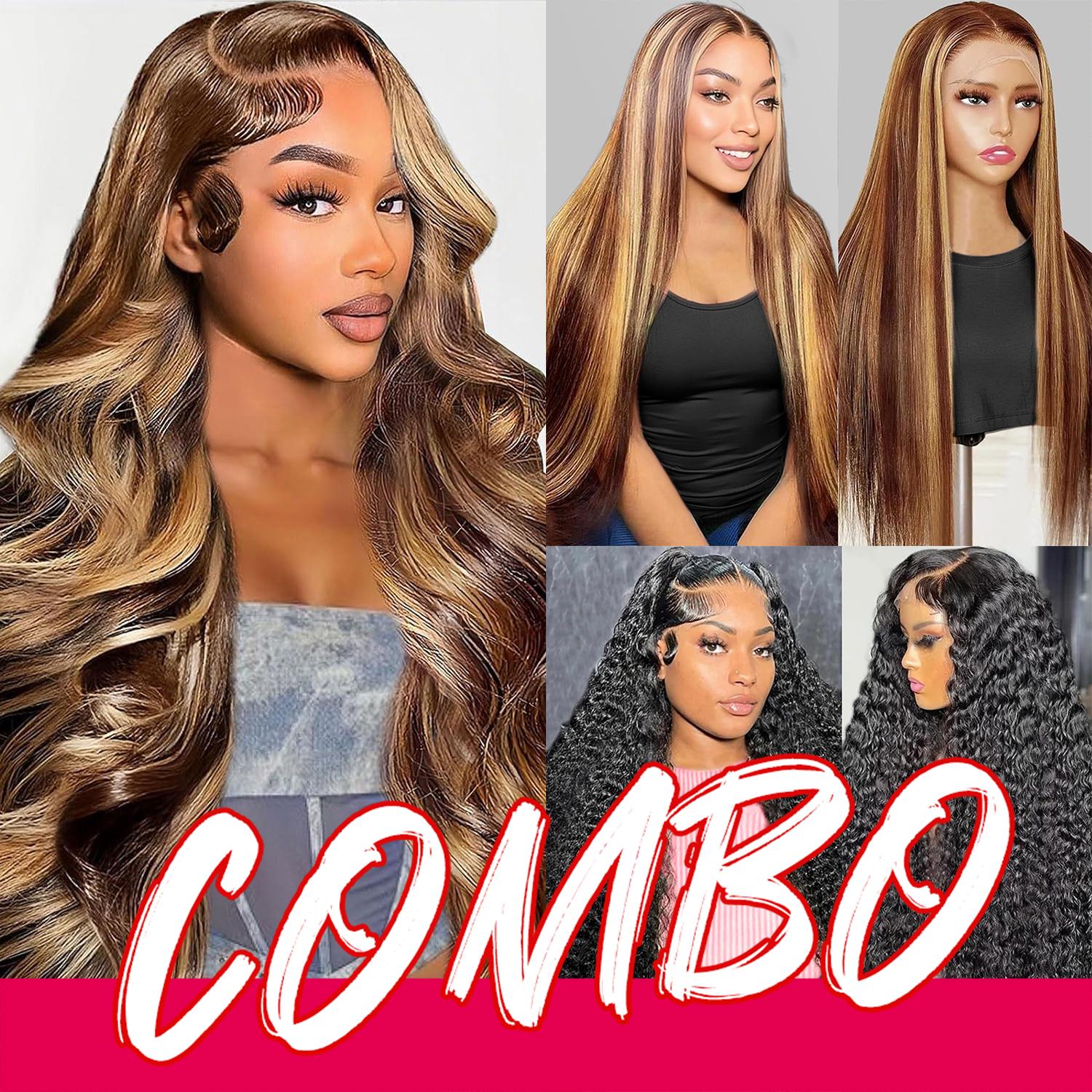 [Live Combo sale 22"&22"&30"] 22inch +22inch +30inch Body Wave Lace Front Wigs Human Hair Pre Plucked 13x4 HD Lace Front Wigs Human Hair 180% Density Body Wave Frontal Wigs Human Hair for Women Straight