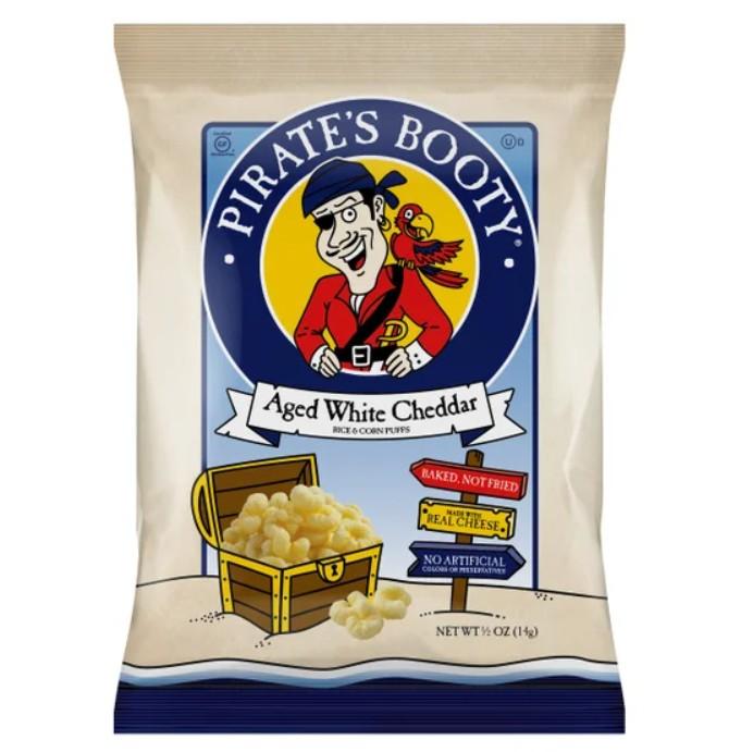 Pirate's Booty Aged White Cheddar Snack 0.5 oz 40 Pack Classic Delicious Taste Perfect for On-the-Go Snacking Crunchy Crispy