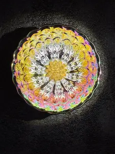 Rainbow Peacock Mandala Handcrafted Ceramic Teacup – Artisanal Jianzhan