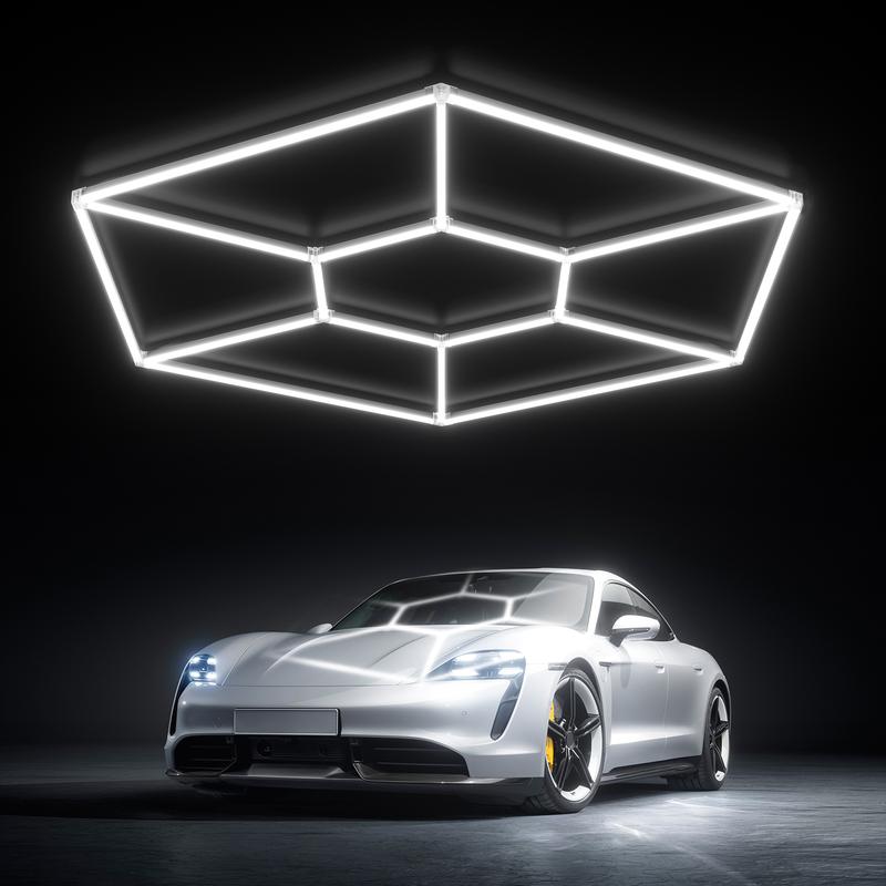 HYPERLITE Hexagon Light Honeycomb Light LED Ceiling Light, 130–204W 13,000–20,400LM 6500K Bright White, Car Detailing Garages, Garage Light, Workshops, Basements, Gyms, Studios, Barber Shops, Game Rooms, LED Wall Decorative Lighting，Jumpstart newyear