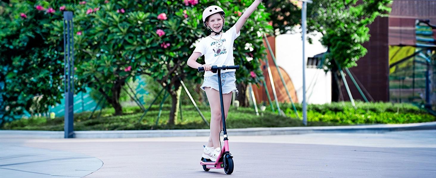 【Kids Love It!】Kids Electric Scooter with LED Display, ‎6' Solid Tires, 10MPH, 150W Motor, 154lbs Max Load, Electric Kids Scooterwith LED Display for Kids Ages 6-14