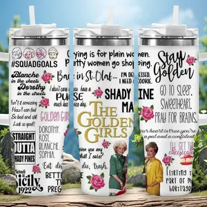 1pc 40oz Golden Girls Quote Tumbler with Lid, Insulated Travel Mug, Gift for Women Men, Ideal for Halloween, Independence Day, Memorial Birthday Gift, Coffee Cup, weird stuff