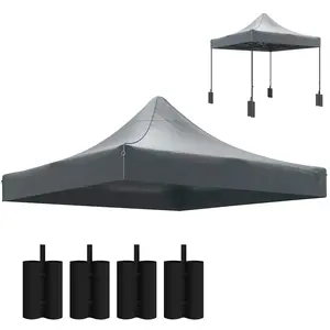 Outsunny 10' x 10' Canopy Replacement Cover with 4 Weight Bags and 8 Drainage Holes, UPF50+ Pop Up Canopy Cover Replacement Top, Dark Gray