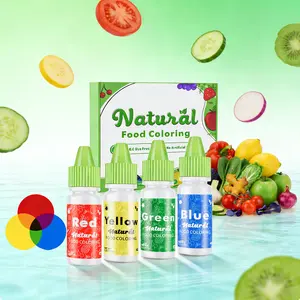Vibrant Liquid Food Coloring Set 4 FD&C Dye Free  6ml (0.25 Fl Oz), Natural Food Grade Liquid Color for Cake Baking, Icing & Fondant Decorating, Easter Egg Coloring  Bake Cream Nata