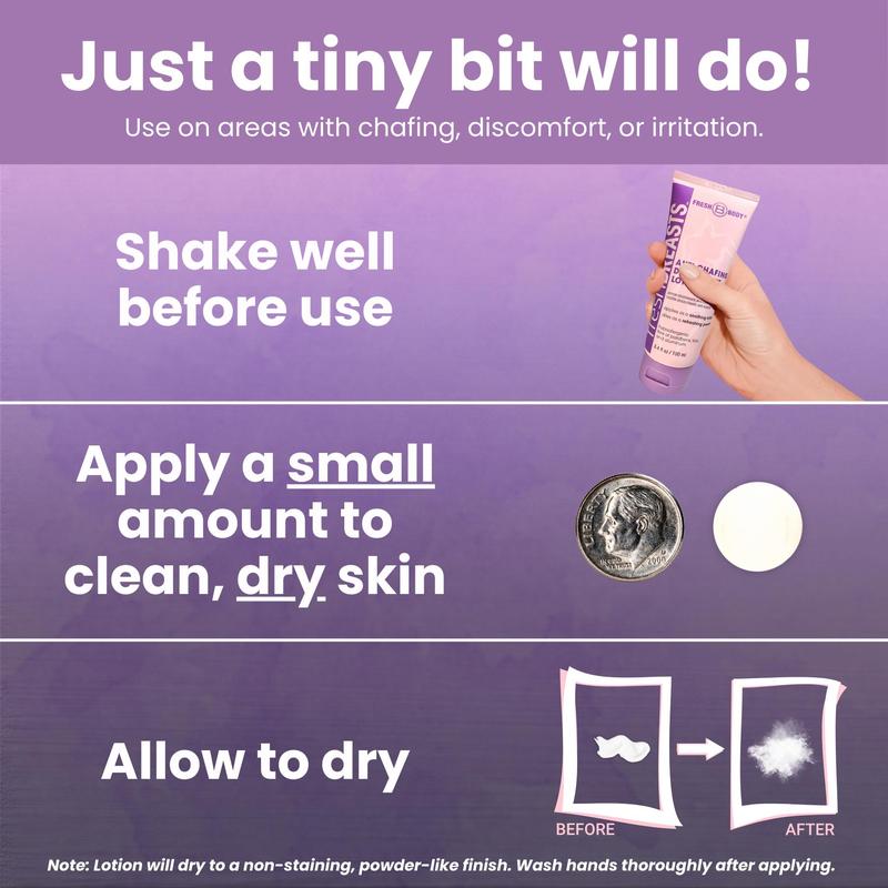 Fresh Breasts Anti-Chafing Cream to Powder for Under Boobs, Inner Thighs - Lotion Made without Talc, Aluminum, Parabens or Added Fragrance Body Care Cosmetic