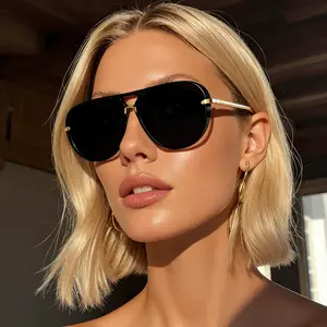 Aviation Sunglasses Women Brand Designer Pilot Sun Glasses Uv400 Simple Fashion Suitable Shades Gold Trim Black Frame Unisex