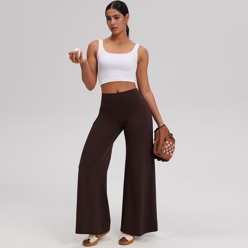 OQQ Women's Casual Pants  High-waisted Loose Fitting Casual Pants  Comfortable and Elastic Loose Pants with Stretchy Material Side hidden pocket  Straight Leg Hem