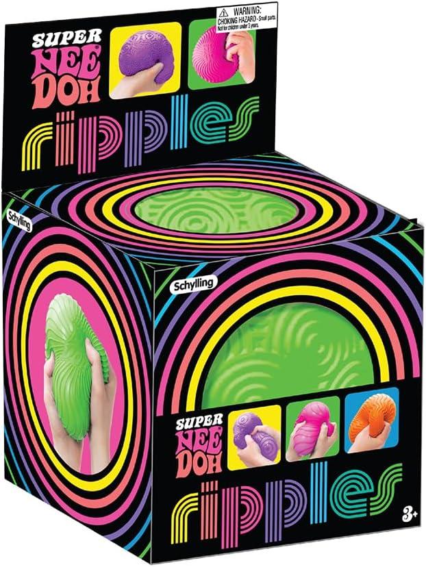 Schylling Super NeeDoh Ripples- Huge NeeHoh 4.5" in Diameter - Sensory Toy with Fun Dough Filling  - 1 Random Color - Ages 3 and Up - One piece shipped at random