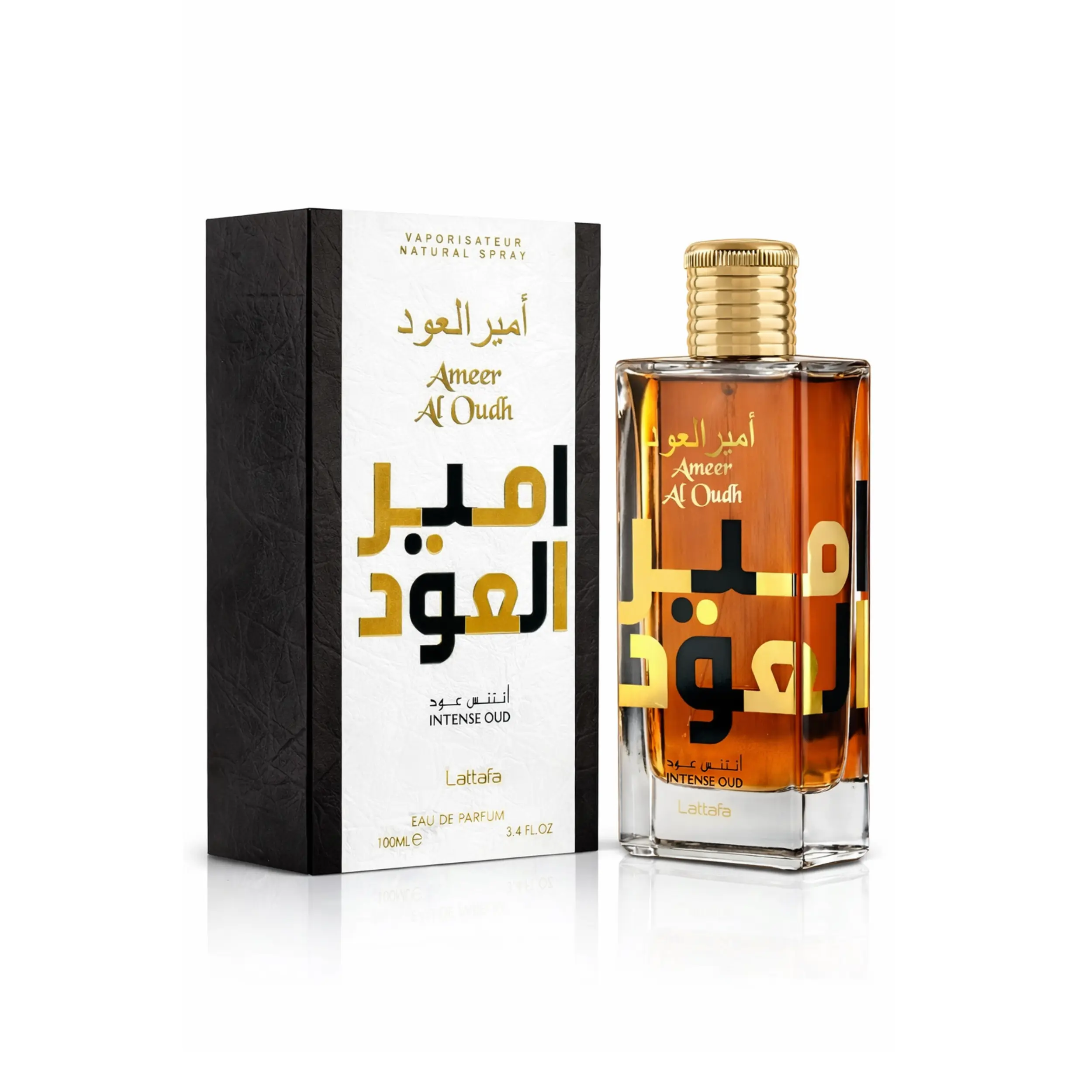 Lattafa Ameer Al Oudh Intense Oud Eau de Parfum, Long-Lasting Woody Vanilla Scent, Chemical-Free Unisex Arabian Perfume, Alcohol Base Spray, 3.4 fl oz, Arabian Perfumes, Arabian Fragrance, Adults