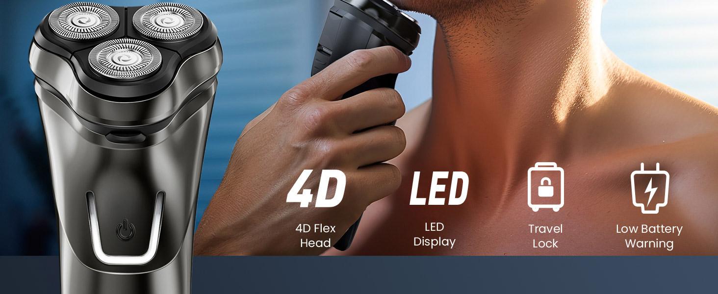 SHPAVVER Electric Shaver for Men, Rechargeable Wet Dry Shaver with Pop Up Trimmer, Waterproof Cordless Portable Razor - Comfort