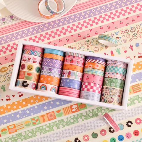 32 Rolls Colorful Cute Floral Writable Washi Tape Set, Decorative Tapes for Scrapbooking and Journaling, Junk Journal Supplies, Bullet Journaling for Women Girl