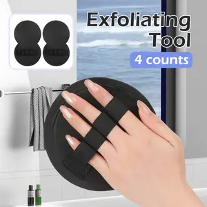 4 Counts body exfoliating gloves, bath and body scrub buffer, shower body scrubber, black version, Removes dead skin for smooth skin texture