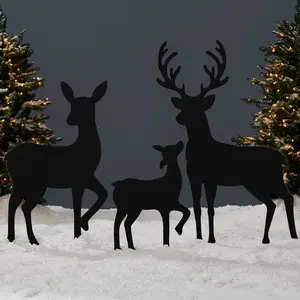 Best Choice Products 3-Piece 46in 2D Deer Family Silhouette Set, Outdoor Christmas Yard Decor w/ Buck, Doe, Fawn