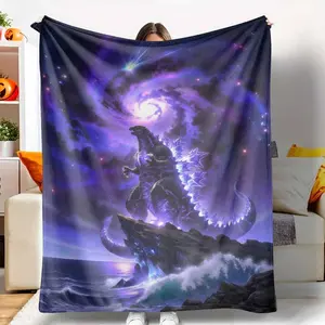 Galaxy Cosmic Dragon Flannel Blanket Nebula Sky and Ocean Cliff Fantasy Print Ultra Soft Warm Breathable Lightweight Throw Perfect for Bedroom Decor Living Room Sofa Office Nap Holiday Gift Home Lounge Use