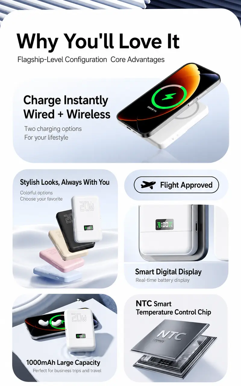 3-in-1 Magnetic Power Bank Wireless Headphones with Bluetooth Earbuds, 20W Fast Charging, LED Battery Display, Fold-Out Phone Stand, Noise Isolation Solutions, Portable Magnetic Phone Charging Pad, Compact Waterproof Audio Device for Travel, Daily Carry 3-in-1 Magnetic Power Bank Wireless Headphones with Bluetooth Earbuds, 20W Fast Charging, LED Battery Display, Fold-Out Phone Stand, Noise Isolation Solutions, Portable Magnetic Phone Charging Pad, Compact Waterproof Audio Device for Travel, Daily Carry