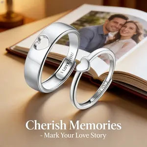 Valentine's Day Gifts Couple Rings Heart-shaped Promise I Love You Accessory Rings for Men Women Proposal Engagement Rings