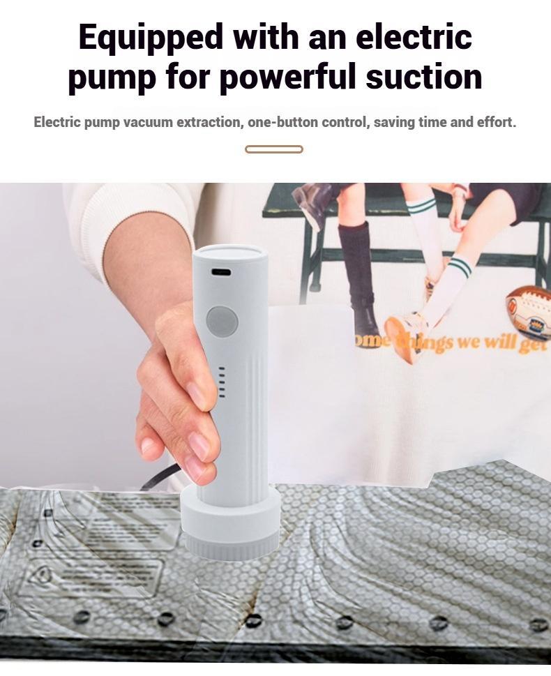 15-Pack Cordless Travel Vacuum Storage Compression Bag Set with Rechargeable Air Pump for Travel Luggage Suitcase Space Saver Clothes Zipper Pouches Home Essiential carry-on