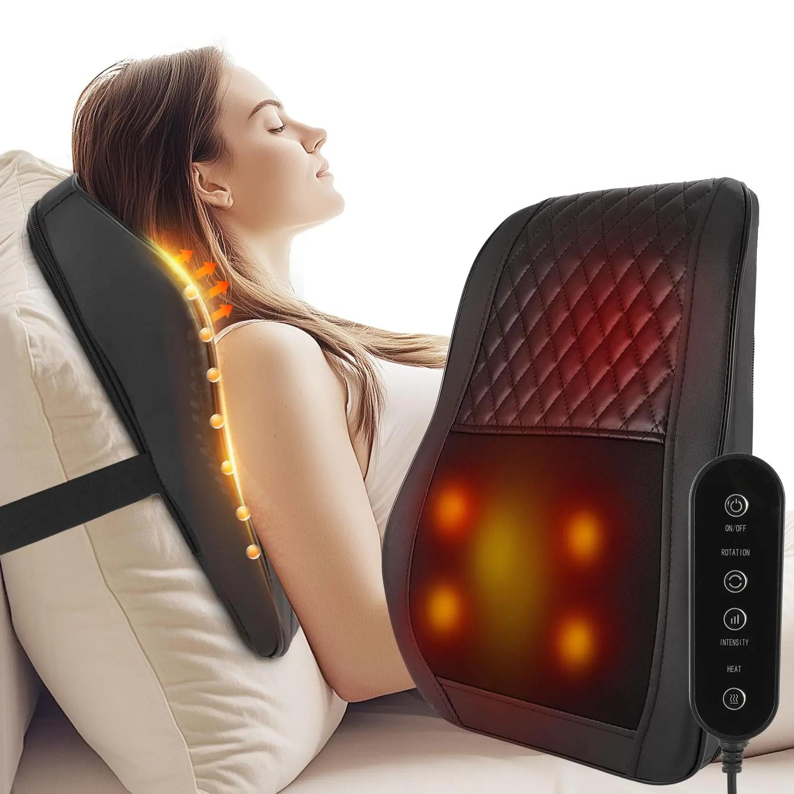 AERLANG Cordless Neck & Back Massager with Heat 3D Shiatsu Kneading Pillow 4 Nodes Dual Zones Adjustable Intensity Relief for Office Seniors Gift Neck Shoulder Relaxer Neck Care Stick Relaxing,back to school,back to school haul