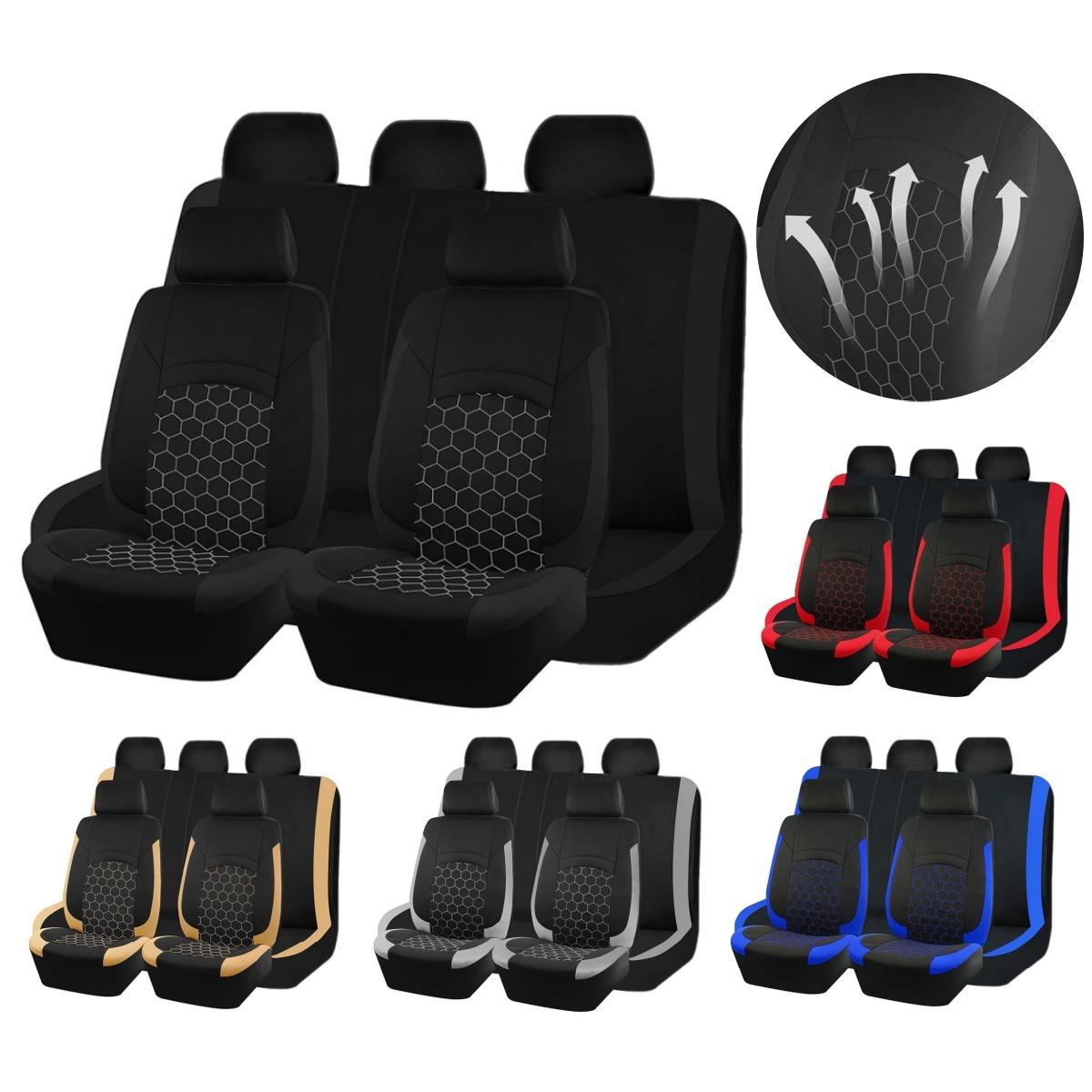 9PCS Car Seat Covers Full Set, Front and Rear Split Bench Seat Covers for Cars, Cushion Mat Pad Universal for Auto Car Vehicle SUV Sedan, Breathable Cloth Non-Slip Vehicle Interior Decoration Accessories 9PCS Car Seat Covers Full Set, Front and Rear Split Bench Seat Covers for Cars, Cushion Mat Pad Universal for Auto Car Vehicle SUV Sedan, Breathable Cloth Non-Slip Vehicle Interior Decoration Accessories