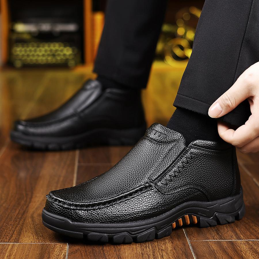 Autumn And Winter New Men's High-top Slip-on Casual Leather Shoes Thick Sole Non-slip Business Casual Shoes Autumn And Winter New Men's High-top Slip-on Casual Leather Shoes Thick Sole Non-slip Business Casual Shoes