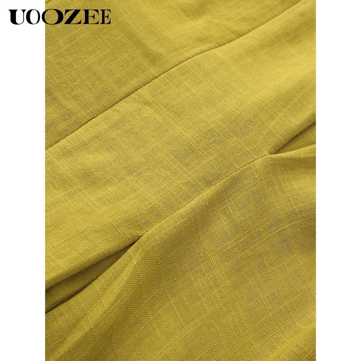 Women's Half Sleeve Loose Plus Size Long Skirt - Solid Color, Round Neck, Casual Summer Comfort, Daily Elegance, Linen Fabric, Comfortable and Breathable, Daily, Commuter Dress Springtok (the size is too large, it is recommended to order a size smaller)