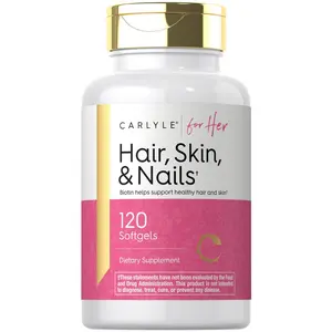 Carlyle Hair Skin and Nails Vitamin | 120 Softgels | Beauty Formula Supplement | with Biotin and Collagen | Non-GMO, Gluten Free
