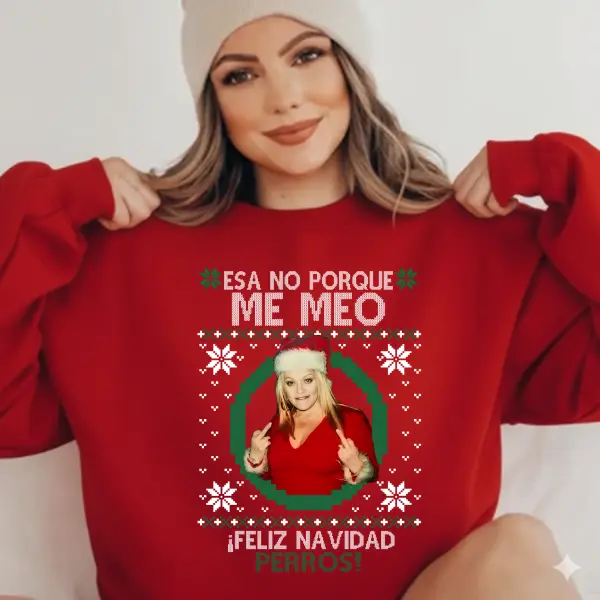 La De Jenny Rivera De Navidad El Suéter, Funny Jenni Rivera Sweatshirt, Graphic Jenni Sweatshirt, Retro Gangster Mexican Streetwear, Mexican Merry Christmas Top, Full Color Casual Streetwear for Men & Women