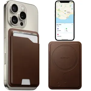 NOMAD MagSafe Wallet with Apple Find My Tracker - Leather Wallet with Built-In Tracking for iPhone | Brown