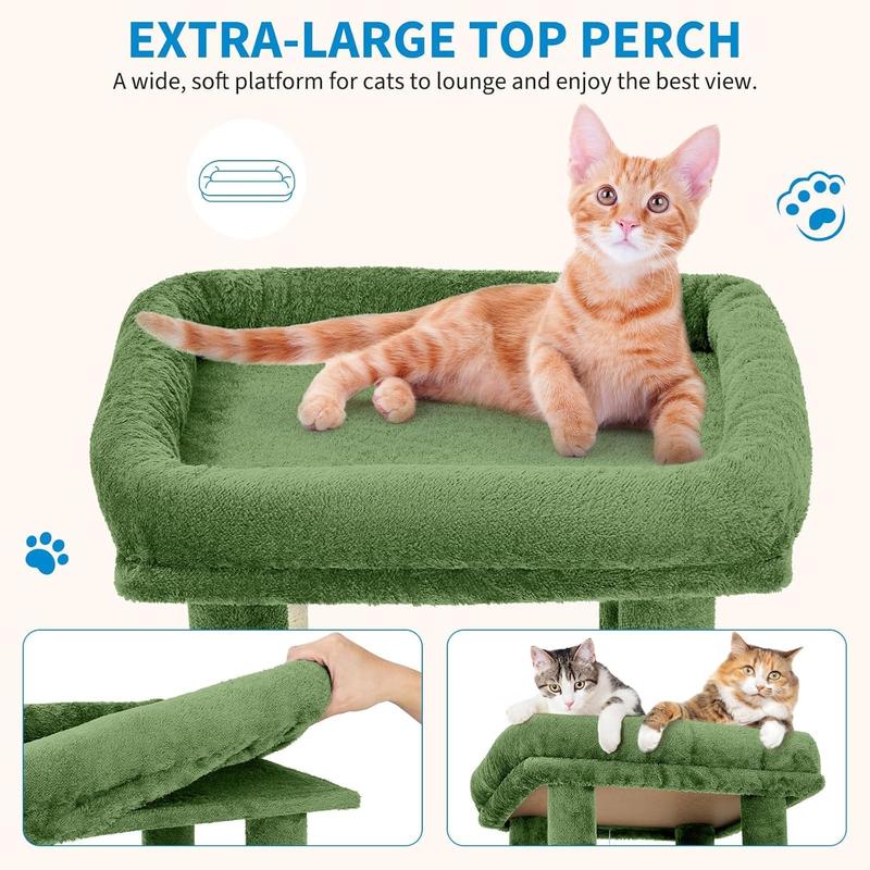 61" Large Cat Tree Tower for Indoor Cats, Heavy-Duty Multi-Level Cat Condo for Maine Coon & Big Cats with Extra-Large Perch, 2 Spacious Houses, Sisal Scratching Posts & Hanging Toys 61" Large Cat Tree Tower for Indoor Cats, Heavy-Duty Multi-Level Cat Condo for Maine Coon & Big Cats with Extra-Large Perch, 2 Spacious Houses, Sisal Scratching Posts & Hanging Toys