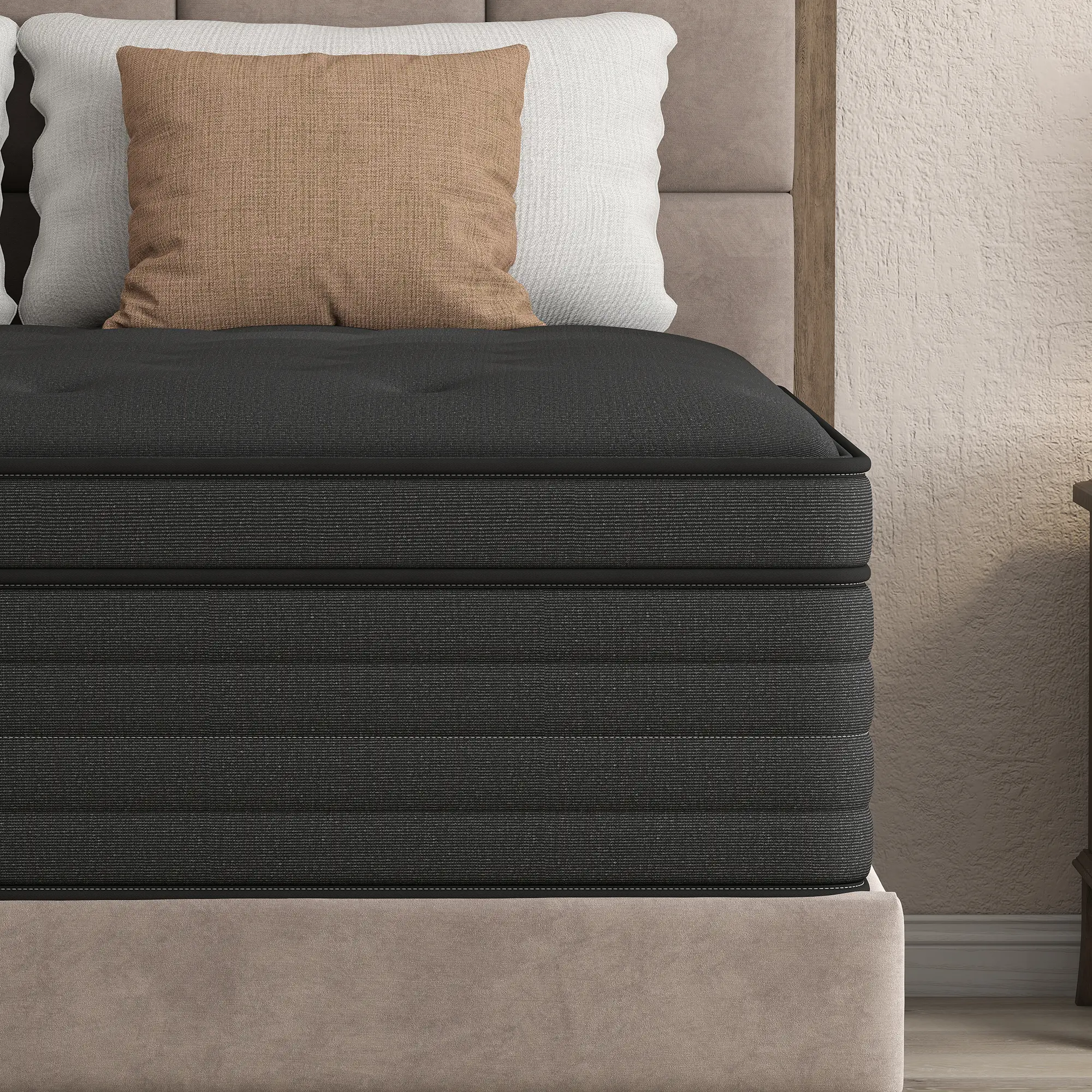 BOMASS 12" 14" Twin Full Queen King Size Mattress Gel Memory Foam Individual Pocket Spring Hybrid  Black Mattresses Medium Firm Pressure Relief Bed In box,dorm essentials,home decor