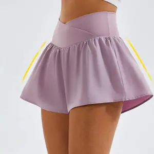 MAGCOMSEN Flowy Athletic Shorts for Women 2 in 1 Running Shorts 3'' with 3 Pockets High Waisted Summer Bottoms Quick Dry Outwork Shorts Outfit Outdoorfun