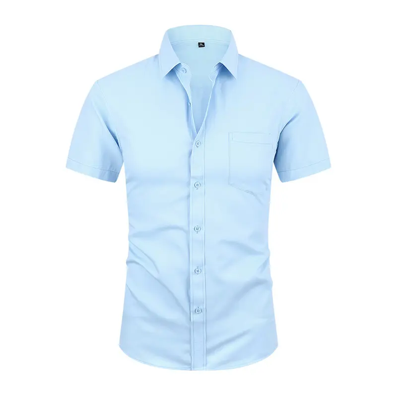 Korean-Style Slim Fit Turn-Down Collar Short-Sleeve Shirt for Men, Solid Color, Versatile, Wrinkle-Resistant - TikTok Shop Korean-Style Slim Fit Turn-Down Collar Short-Sleeve Shirt for Men, Solid Color, Versatile, Wrinkle-Resistant - TikTok Shop
