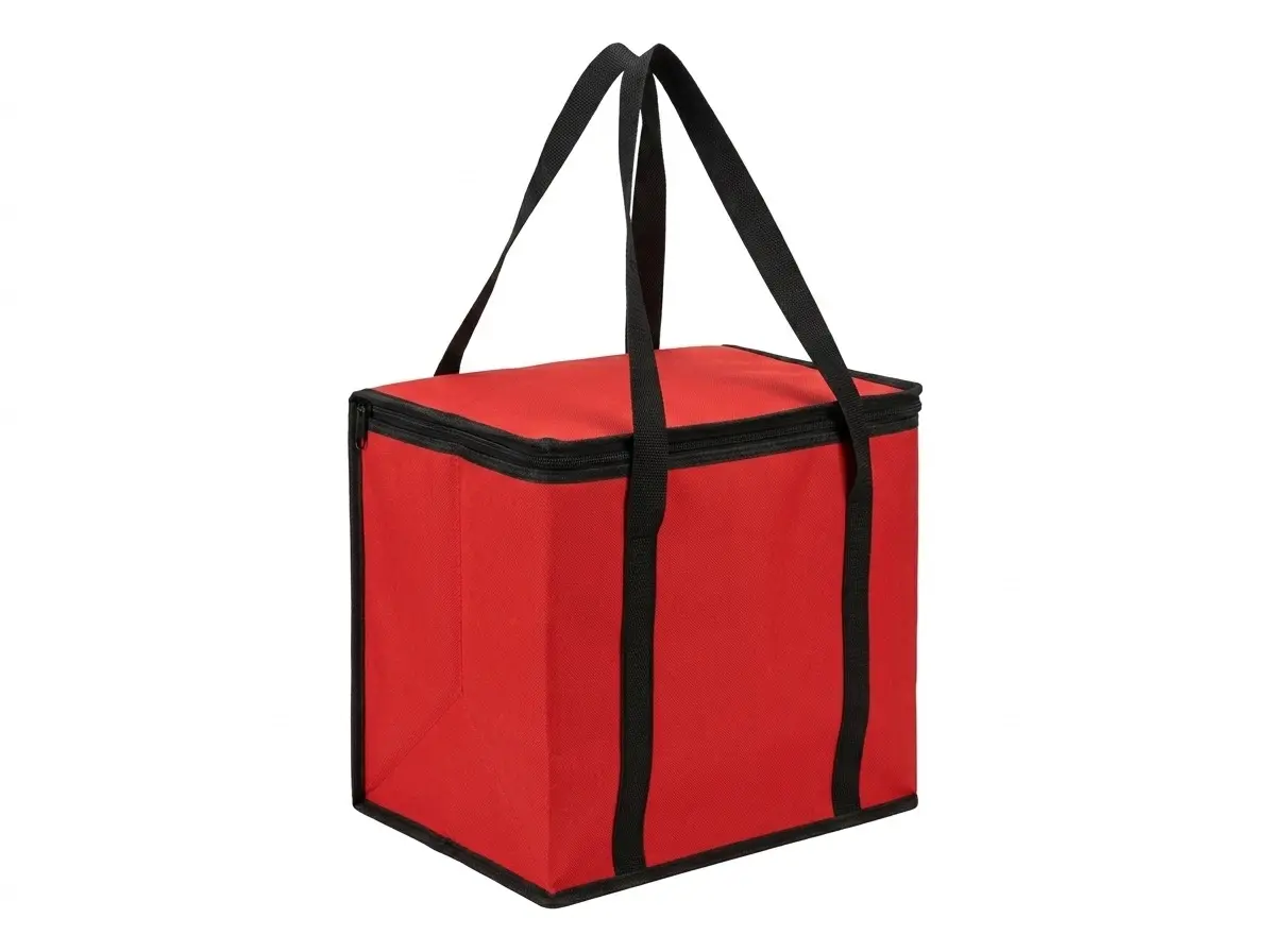JoEzzy Insulated Bags – Large Thermal Food Delivery Bag & Reusable Shopping Tote – Heavy Duty Cooler Bag for Catering, Picnics, Beach, & Office Lunch – Collapsible, Stands Upright, Red, 7-Gallon Capacity