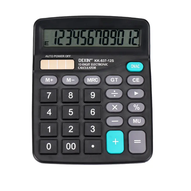 12-Digit Solar & Battery Dual Power Basic Digital Calculator, Compact Lightweight Plastic Body Business Office Stationery with Large Display, Silent Keys, Auto Power Off (Battery Not Included for Office Use)