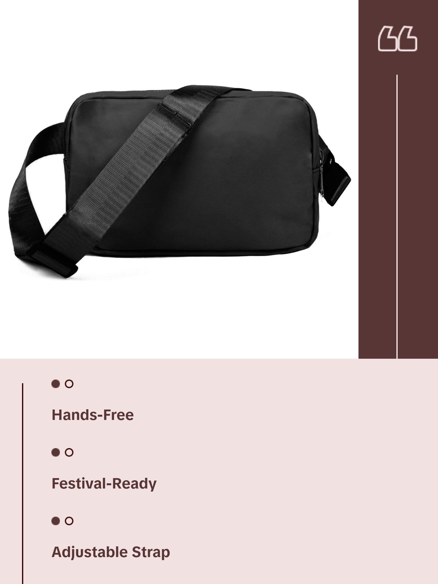 Nollia Unisex Nylon Rectangle Crossbody Belt Bag – 16 Color Options