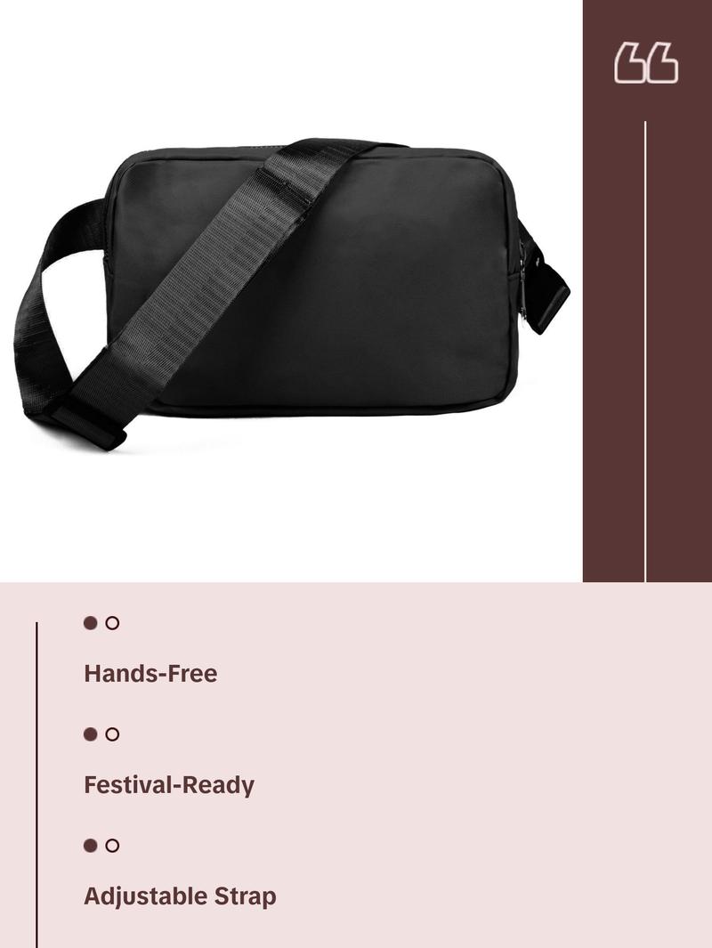 Nollia Unisex Nylon Rectangle Crossbody Belt Bag – 16 Color Options