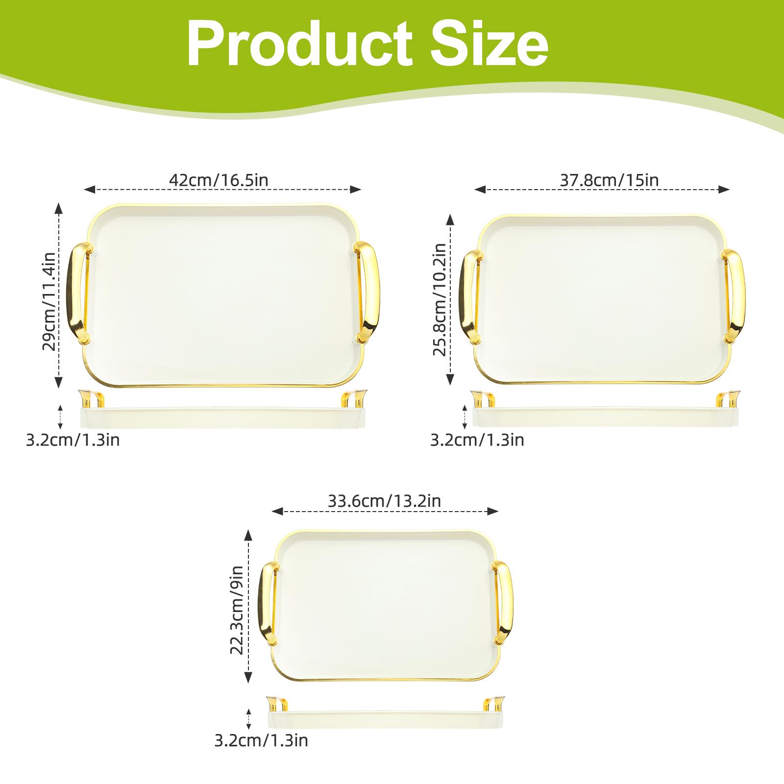 3 Pack Serving Tray with Handles Stackable Reusable Trays for Serving Food Plastic Serving Platters for birthday Party Charcuterie Fruit Appetizer BBQ Pool snacktray Mother's day gift