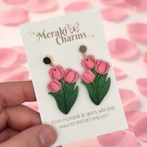 Tulips Polymer Clay Dangle Earrings- Hypoallergenic- High Quality Stainless Steel Findings