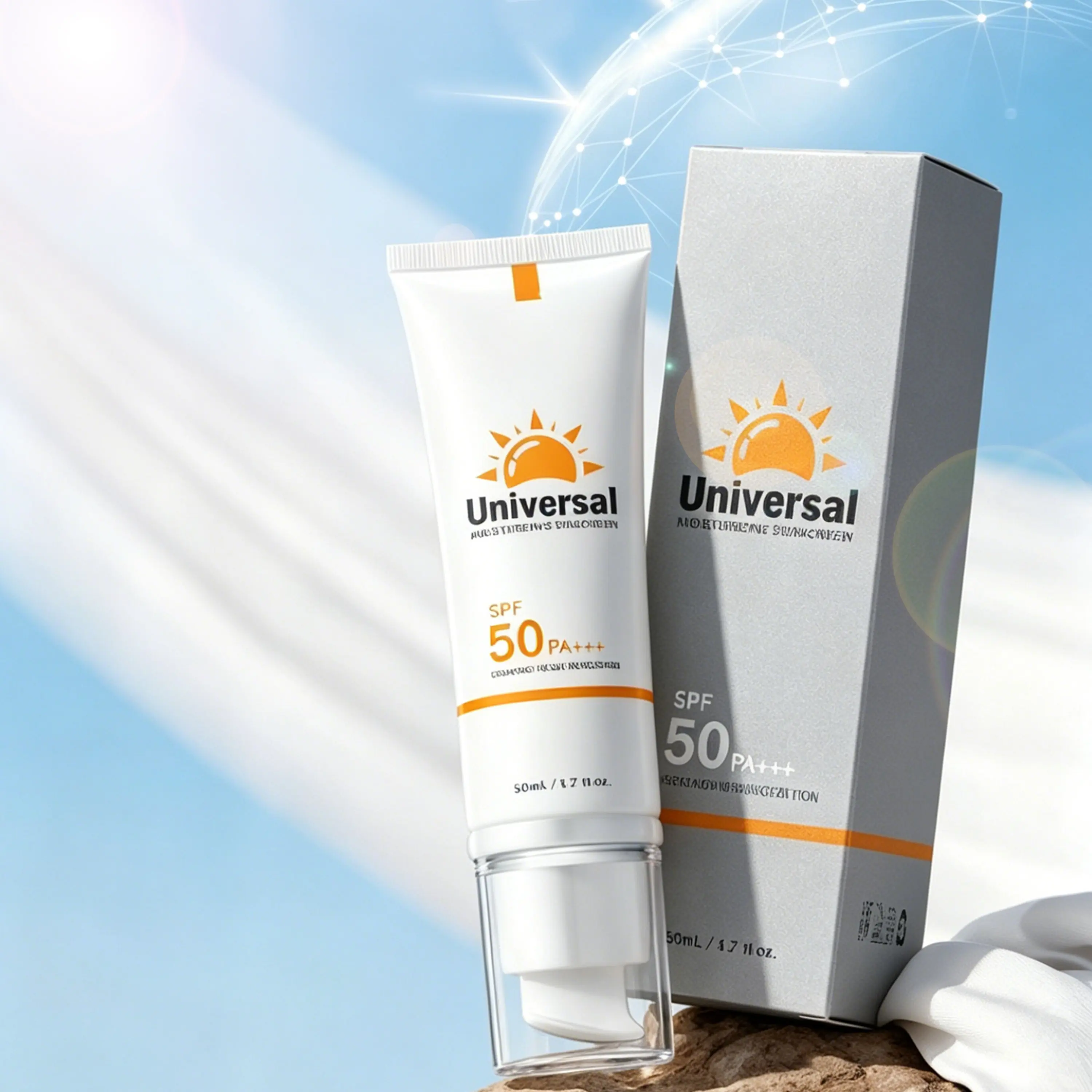 Sunscreen to prevent sunburn and tanning, Universal Tinted Face Moisturizer Sunscreen, SPF 50 PA+++,Water Resistant And Non-Greasy, For All Type Skin Facial Skincare