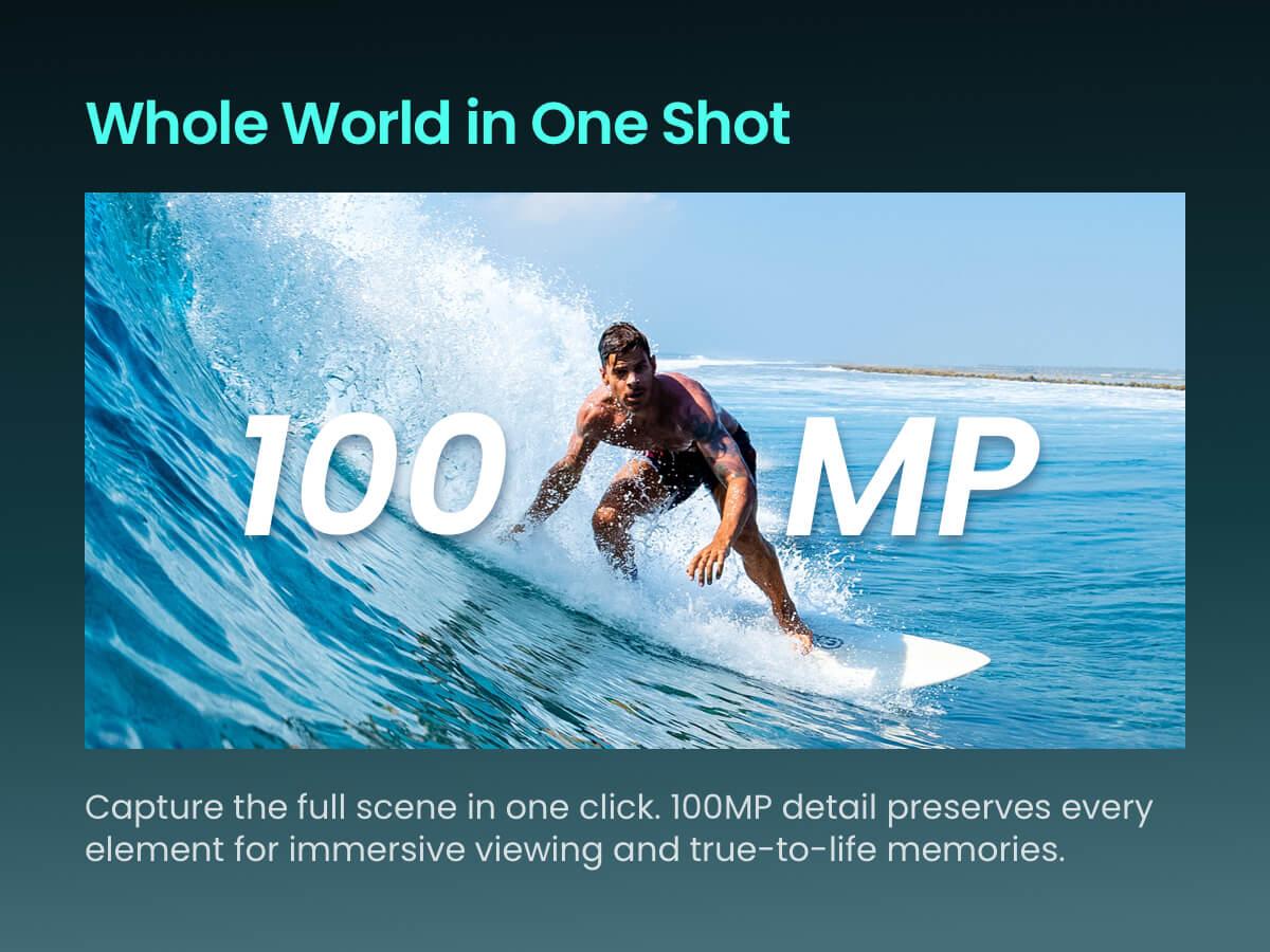 Xtra 360, 360 Camera, 8K Panoramic Video, 1-Inch Sensor Equivalent, 100MP High Resolution, Waterproof Action Camera, 105GB Built-in Storage, Bullet Time, Broad Compatibility, Vlog